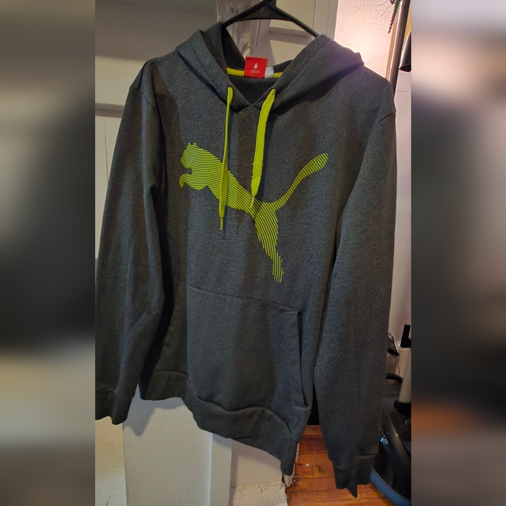 Puma Gray Hoodie with Neon Green Logo